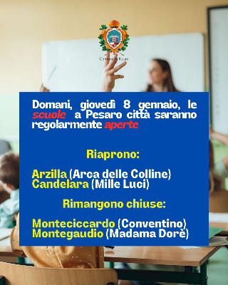 Pesaro - Neve, riaprono le scuole dell’Arzilla e Candelara, ancora chiuse a Monteciccardo e Montegaudio